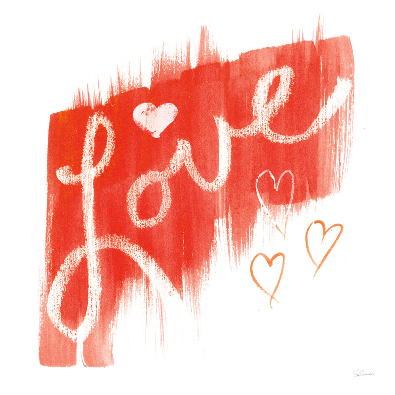 Amour peint, H 12 po x l 12 po, Non, Papier avec cadre noyer
