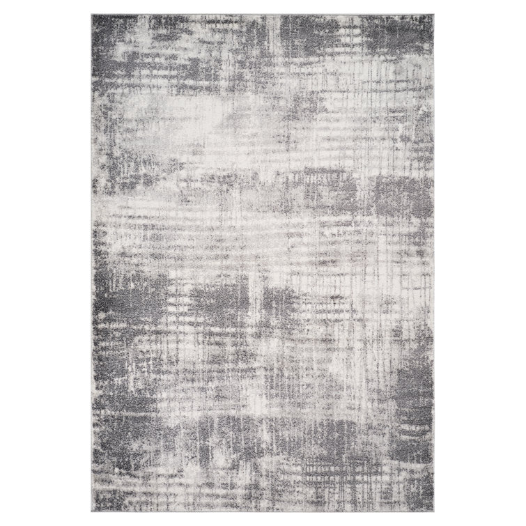 17 Stories Mackensy Abstract Cream Power-Loom Area Rug | Wayfair