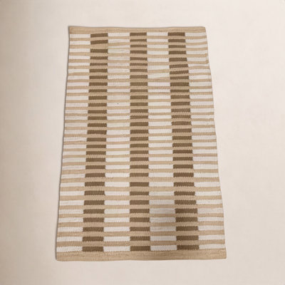 Acerra Beige Hand-Woven Striped Outdoor Rug