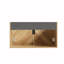 Ensemble de meuble-lavabo mural flottant simple 30 po avec lavabo en céramique intégré noir et armoire à grain de bois à chevrons-480158583-334507403