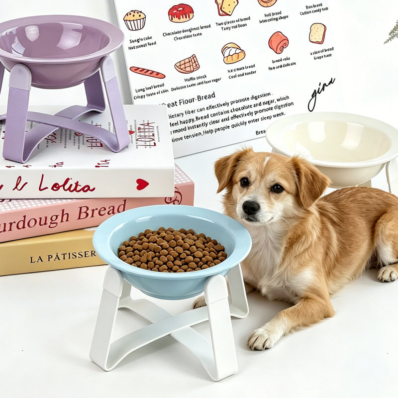 Bol surélevé en céramique pour animaux de compagnie, Blue