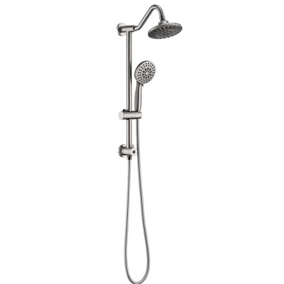Système de douche en nickel brossé avec barre coulissante réglable, pomme de pluie de 6 pouces et douchette pour une double douchette personnalisée, facile à utiliser
