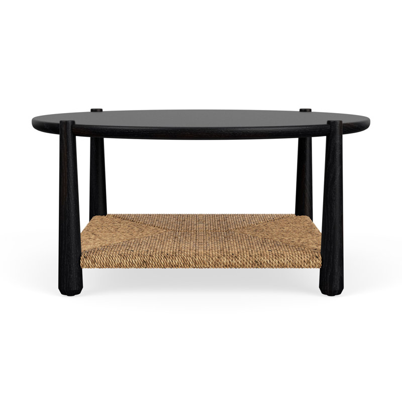 Table basse ronde en chêne noir et corde