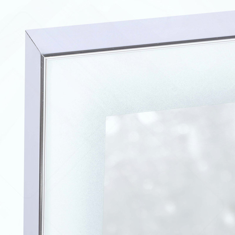 Miroir de salle de bain à DEL avec cadre en aluminium brossé et fonction mémoire
