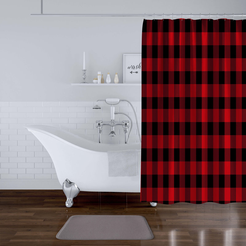 Rideau de douche simple à carreaux Hallett, H 70 po x l 90 po