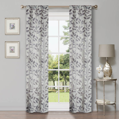Finklea Floral Pattern Polyester Light Filtering/Room Darkening Rod Pocket Curtain Panels