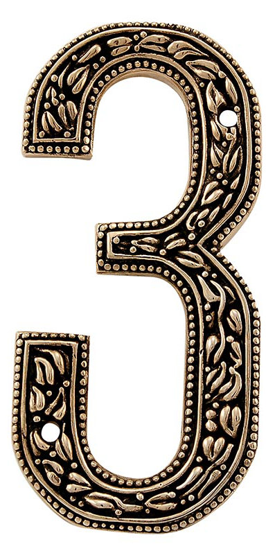 5 po. Numéro de maison San Michele, Or antique, 3