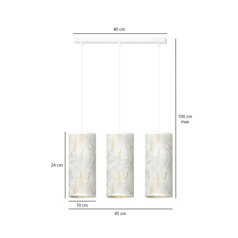 Sutter 3 - Light Kitchen Island Pendant, White