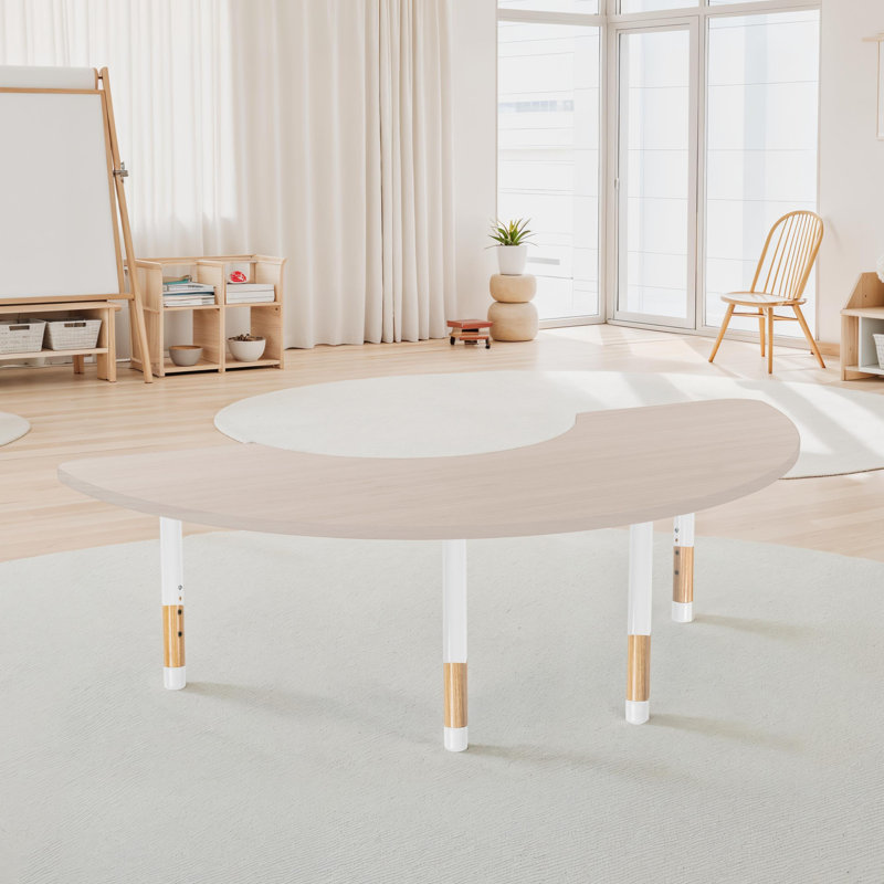 Table d'activité 36 "x 72" thermofusionnée avec pieds réglables en bois massif - grain d'érable / sable / naturel, Asian Sand