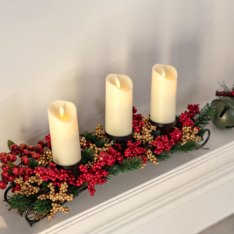 Porte-bougie de Noël, Rouge, vert et or