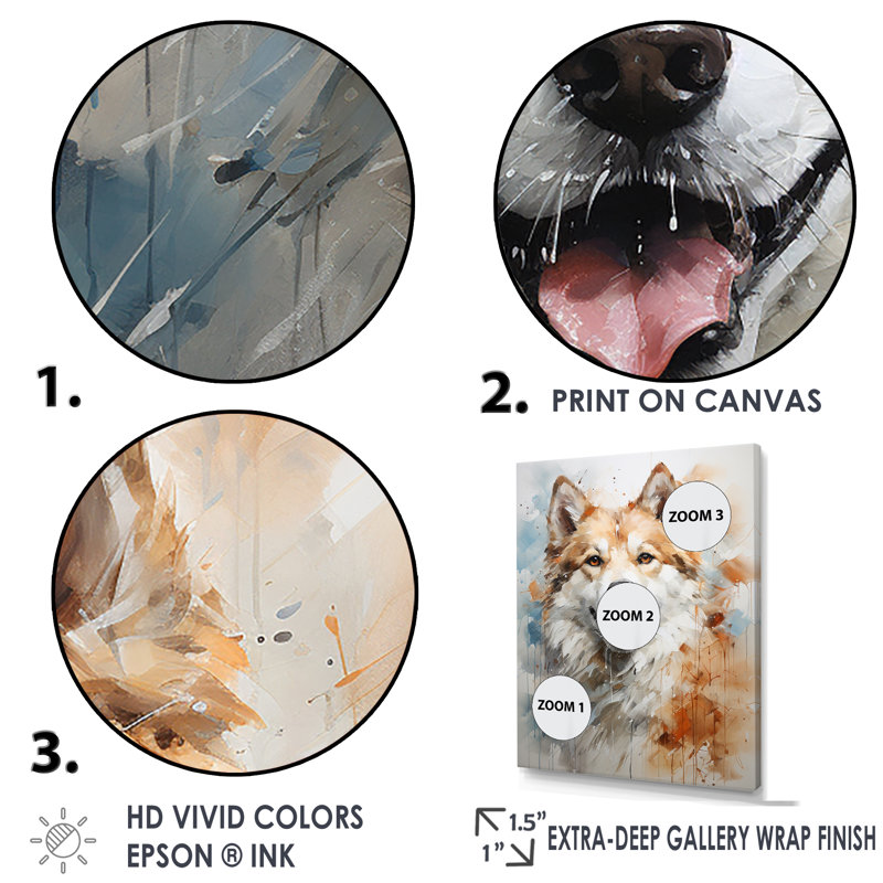Dog Akita Affection sur toile, Toile tendue, H 40 po x l 30 po x P 1,5 po