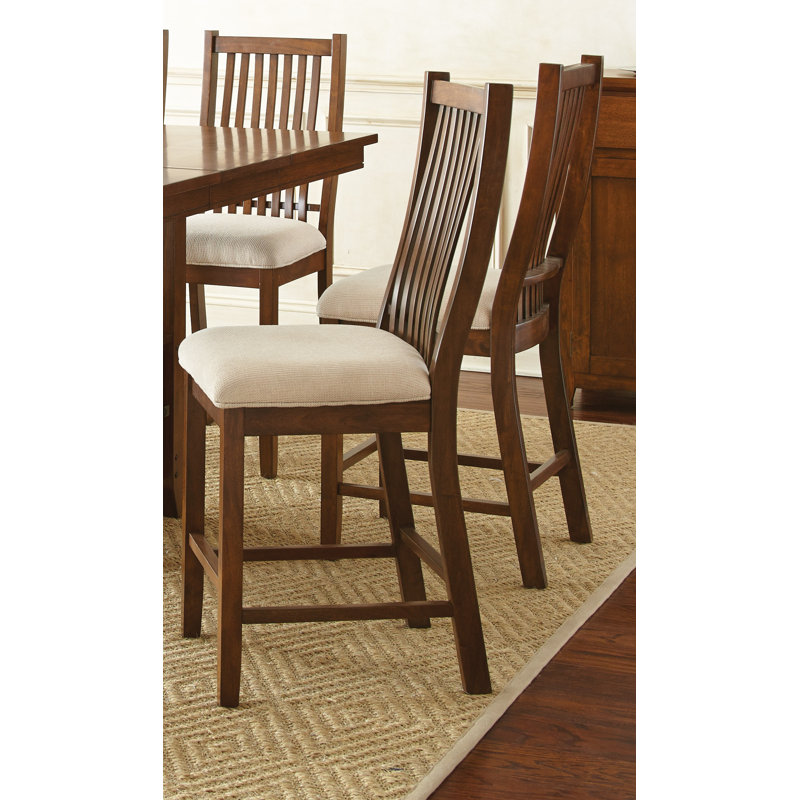 Kamanda Upholstered Counter Stool with Solid Wood Frame