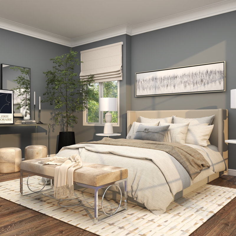 Canvas Abstract Living Room Gray Framed Wall Art with Silver Frame