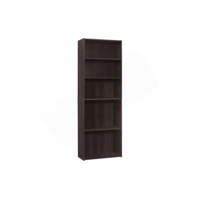 Bibliothèque, bibliothèque, 6 niveaux, H 72 po, bureau, chambre à coucher, stratifié brun, transitionnel