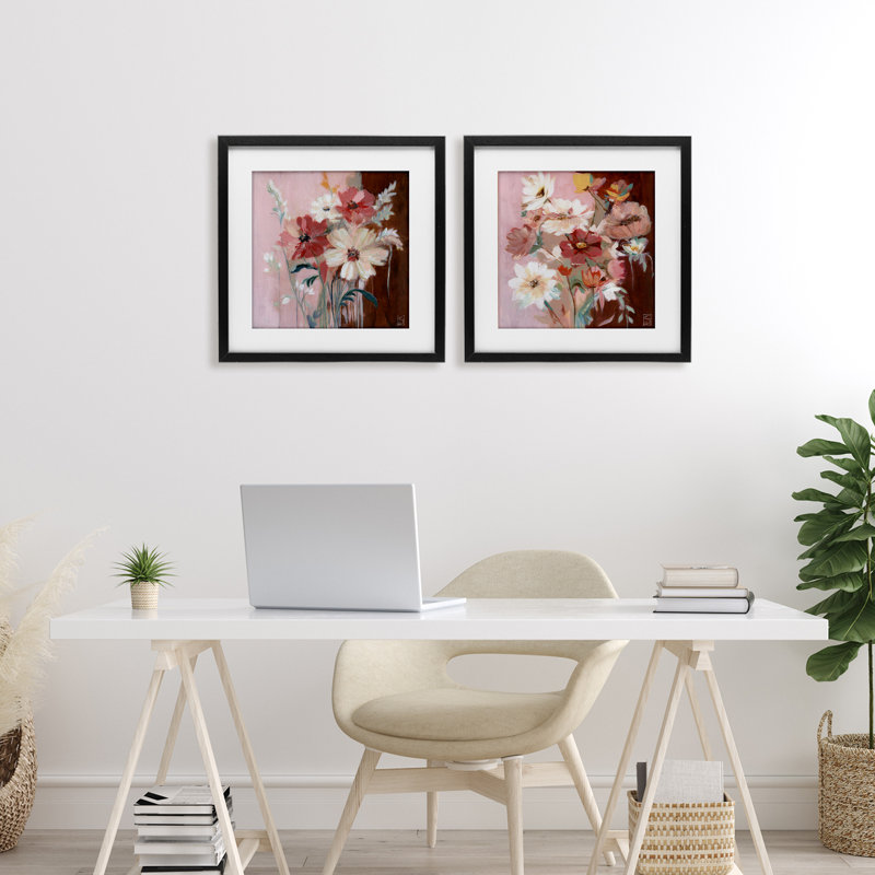 Ensemble de 2 sous-verres chauds aux tons chauds, design par Sara Culpepper, Cadre noir minuit, H 16 po x l 16 po