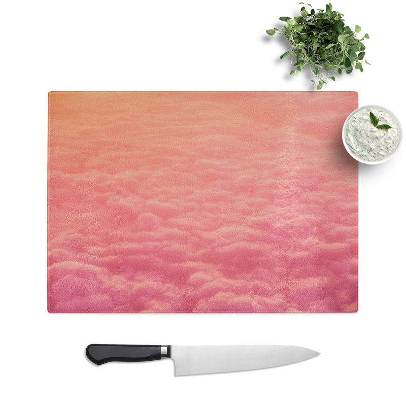 Tempered Glass Clouds Chopping Board, 39 cm W x 28.5 cm L