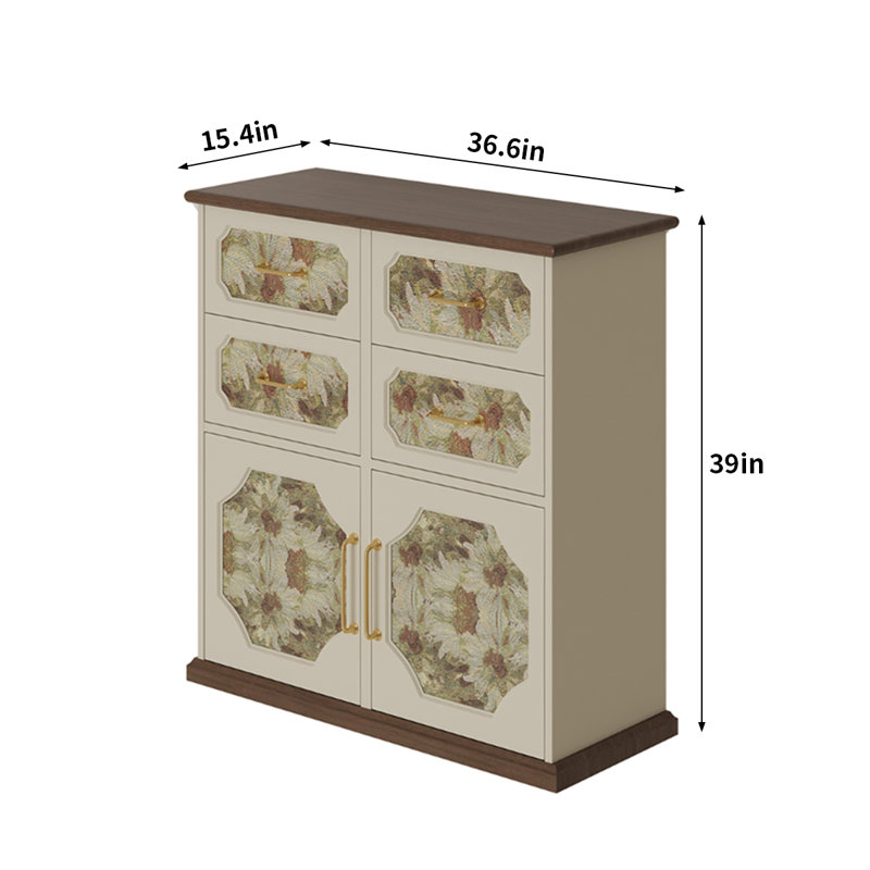 Vintage Elegant Solid Wood Accent Cabinet