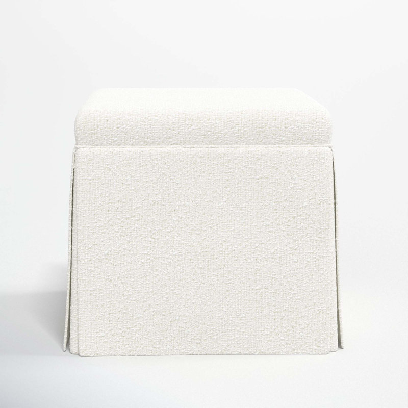 Bash Upholstered Storage Ottoman, Classic Snow Boucle