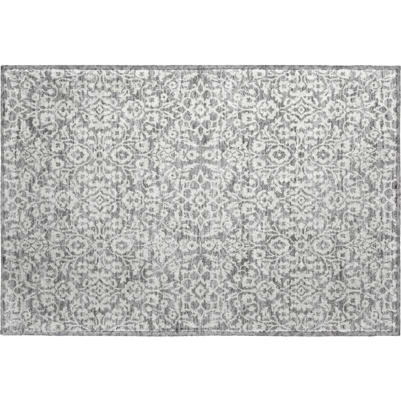 Premium Machine Washable Prisco Gray Rug, Rectangle 1'8" x 2'6"