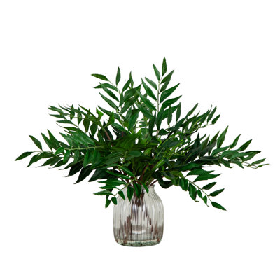 19in. Palmate Fern Arrangement in Glass Vase