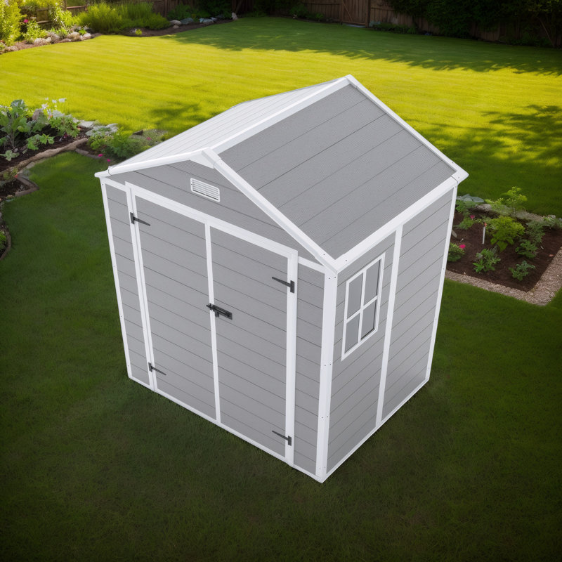 Waterproof Storage Shed, Strong PP Material, Rust & UV Proof, 12mm Thick Board, HD Window, Floor Included