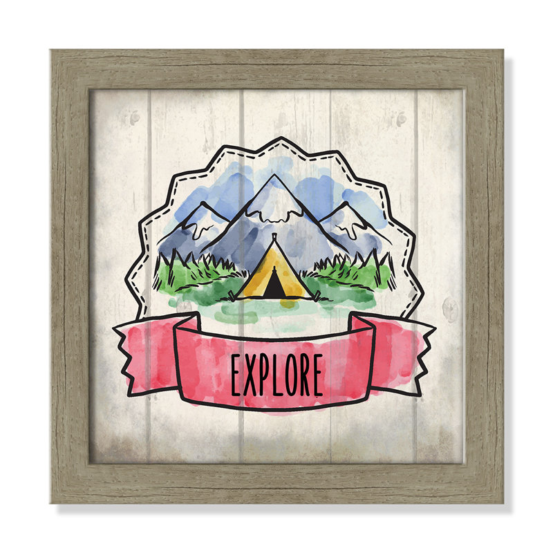 «Adventure is out There 2», art encadré, Encadré plat de bois de grange gris, H 12 po x l 12 po x P 0,6 po