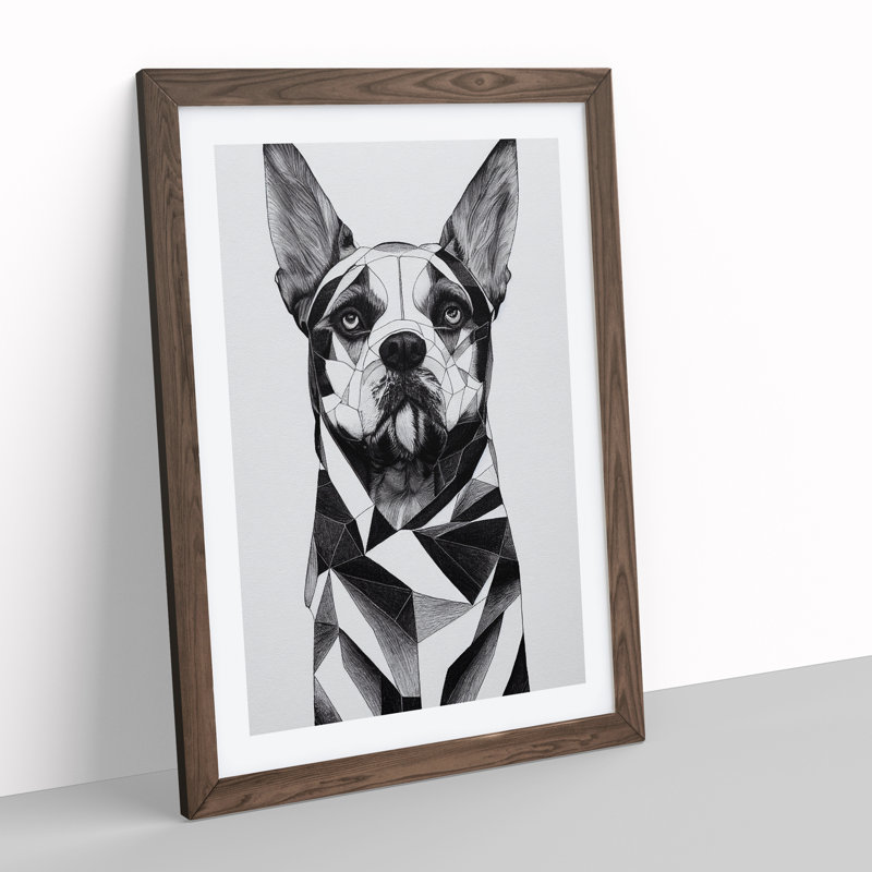 Deluxe Dog Abstract - Framed Print, 34cm H x 25cm W x 2cm D, Walnut