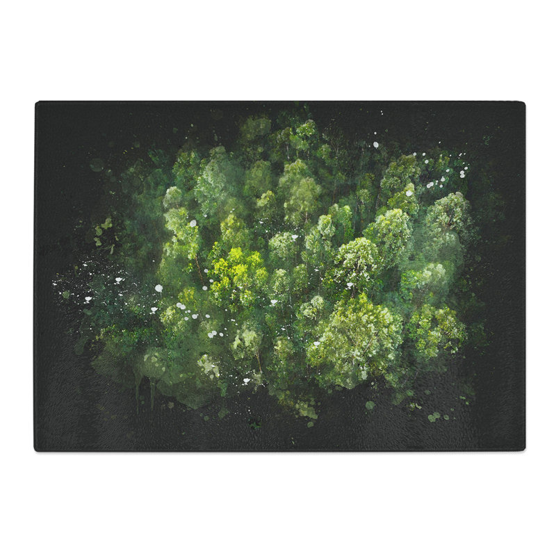 Tempered Glass Green Tree Tops Chopping Board, 28.5 cm x 39 cm
