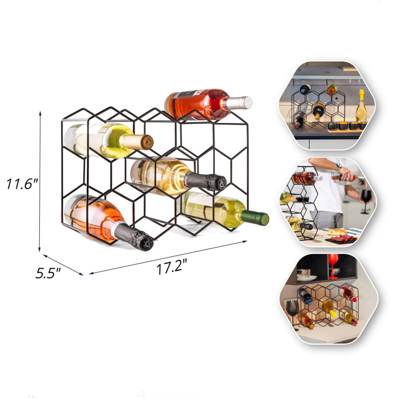 Countertop Wine Rack - 14 Bottle Freestanding, Black