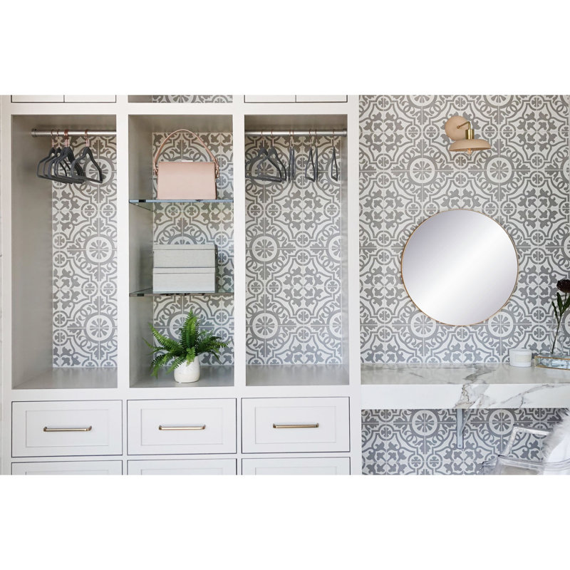 Remy 8" x 8" Cement Spanish Wall & Floor Tile, Smoke