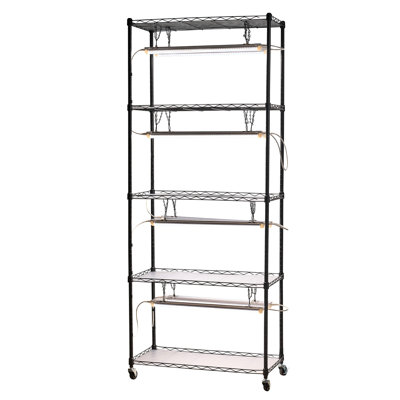 Diy Plant Shelf With 192w 5000k Full Spectrum Grow Lights, 71 In Tall Indoor Stand Wheels, Heavy Duty Metal Display Rack For Seed Starting And Growth Propagation