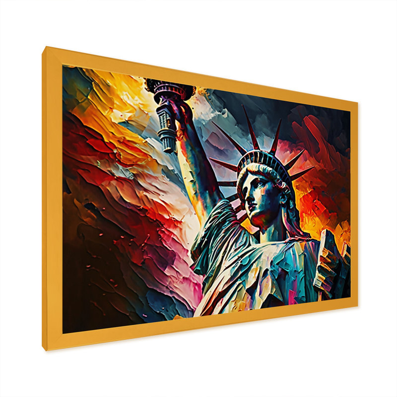 New York Views at Sunset II - reproduction sur toile, H 16 po x l 32 po x P 1 po, Impression dorée sur toile encadrée