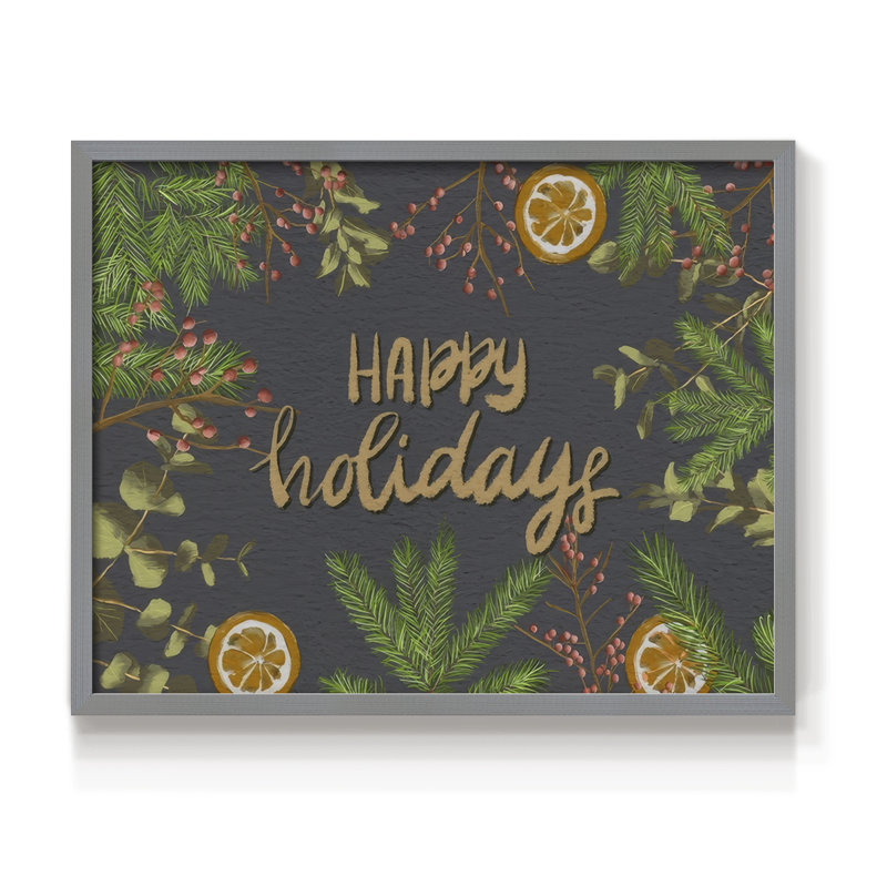 Holiday Sentiment II - reproduction encadrée, Gris, H 16 po x l 20 po