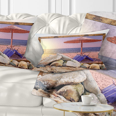 Framed Effect Beach Sunset - Beaches Printed Throw Pillow