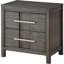 Table de chevet transitionnelle grise 1 pièce moderne avec 2 tiroirs, plateau doublé de feutre, bois massif et assemblage facile pour la chambre à coucher, quincaillerie en nickel contemporaine, décor simple
