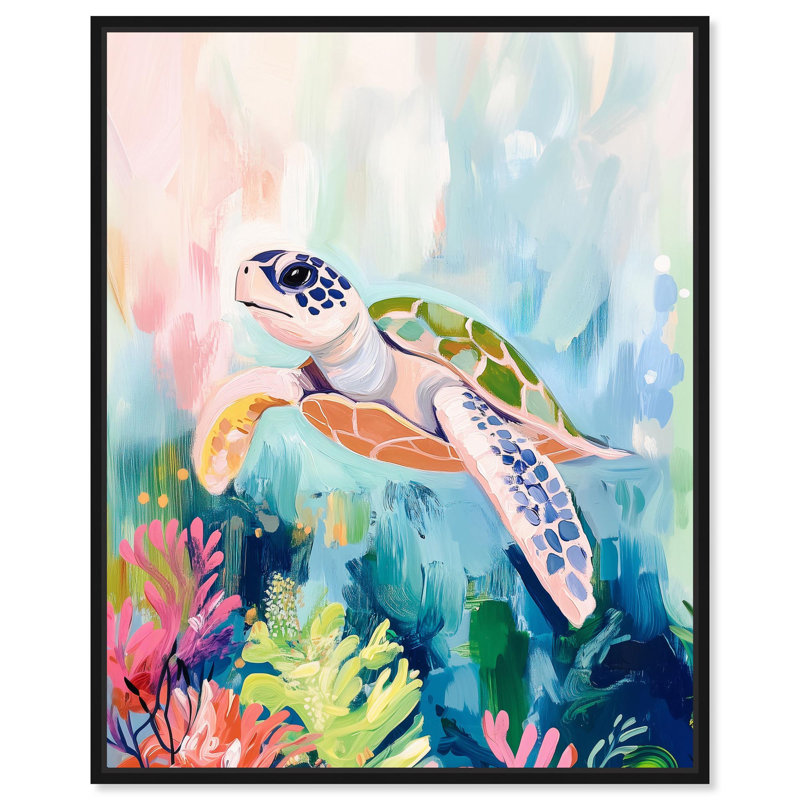 Impression sous-marine «Underwater Wanderer» par Art Remedy, H 21 po x l 17 po, Structure noire