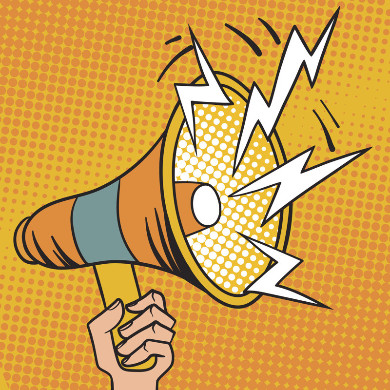 Pop Art Megaphone Loudspeaker Cartoon by Adekvat - Wrapped Canvas Print, 30cm H x 30cm W x 3.8cm D