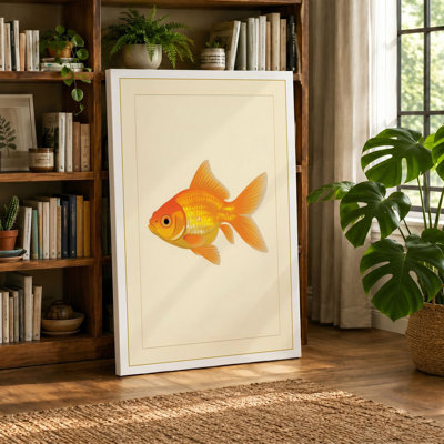 Single Goldfish Study Botanical - Wrapped Canvas