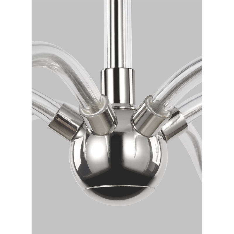 Hanover 5 - Light Chandelier, 27.25" H x 41.75 W x 41.75" D, Burnished Brass, 6 Lights
