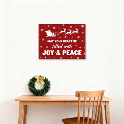 Santa Claus Sleigh Reindeer Snowflakes Christmas Holiday Canvas Wrapped Wall Art Oil Painting Print Set Of 1