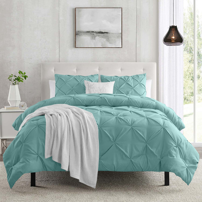 Ameha Microfiber Duvet Cover Set with Pillowcases, Double Duvet Cover + 2 Double Pillowcases, Sage Green