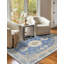 Blue Hand-Knotted Wool Circular Emblem Medallions Geometric Modern Contemporary Carpet Rug-504379260