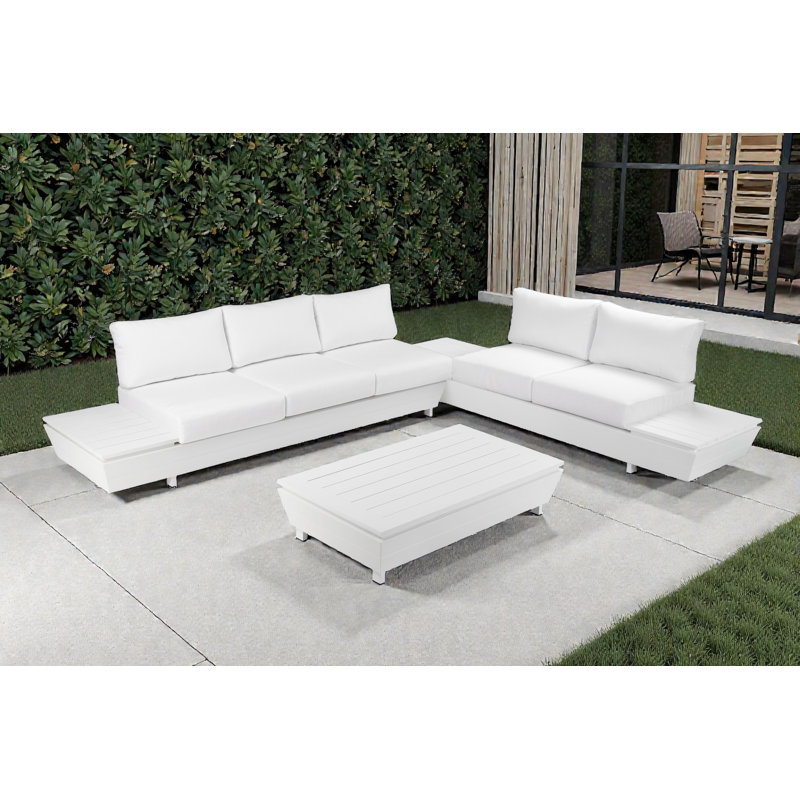 Yacht 3 Piece Outdoor Sectional Grey, White