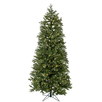 Arbre de noël artificiel pin vert foncé pré-éclairé avec lumières claires/blanches
