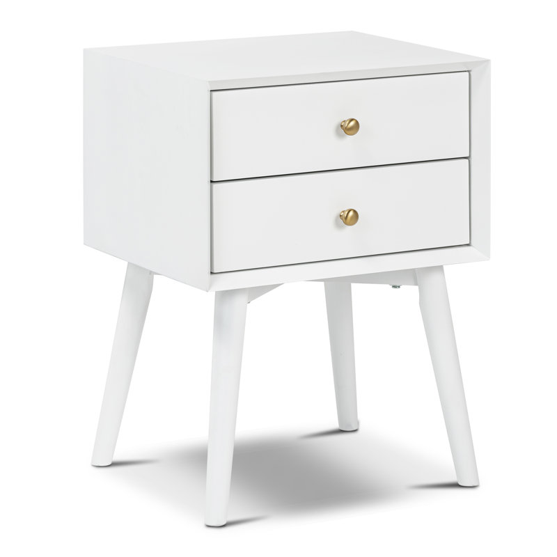 Dorsey Nightstand with Solid Wood Base, White