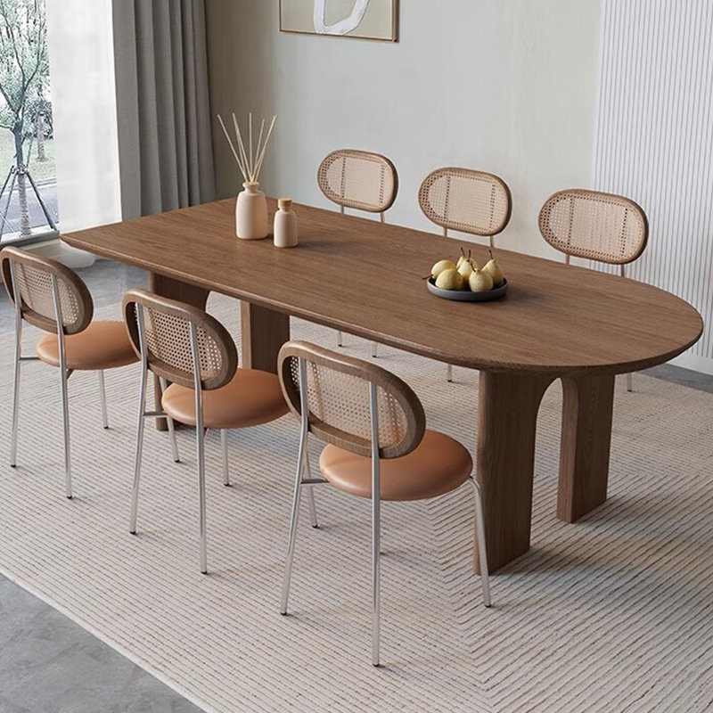 Table de salle à manger simple en bois massif de style nordique style wabi-sabi, H 29,53 po x l 70,87 po x P 31,5 po