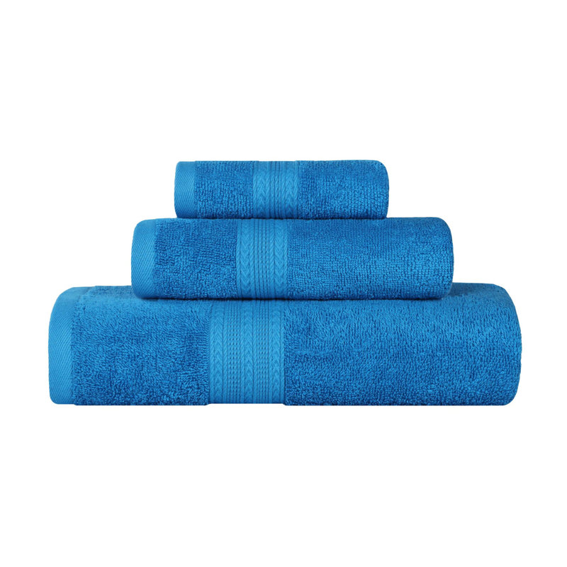 Asleigh 450 GSM Eco-Friendly 100% Ringspun Cotton Assorted Bathroom Towel Set, Aster Blue