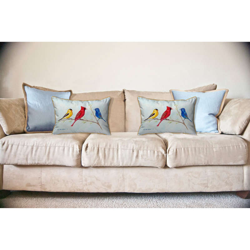 Three Birds Outdoor Throw Pillow, Large