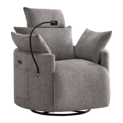 Round Swivel Recliner with Adjustable Headrest, Power & Manual Options