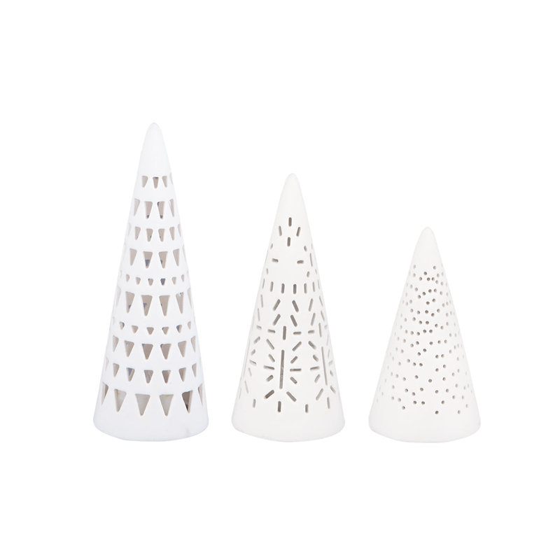 Village House Porcelain Village Mini Fir Tree Set - LED